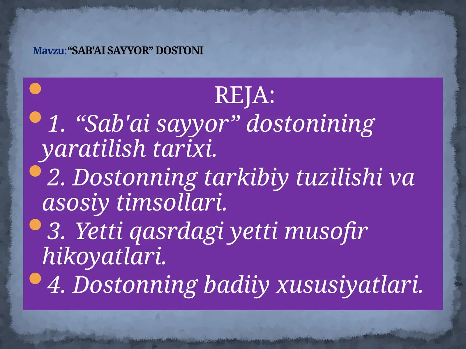 “SAB'AI SAYYOR”DOSTONI