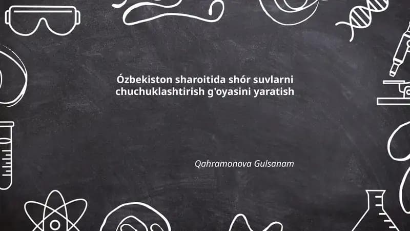 Shór suvlarni chuchuklashtirish g'oyasi