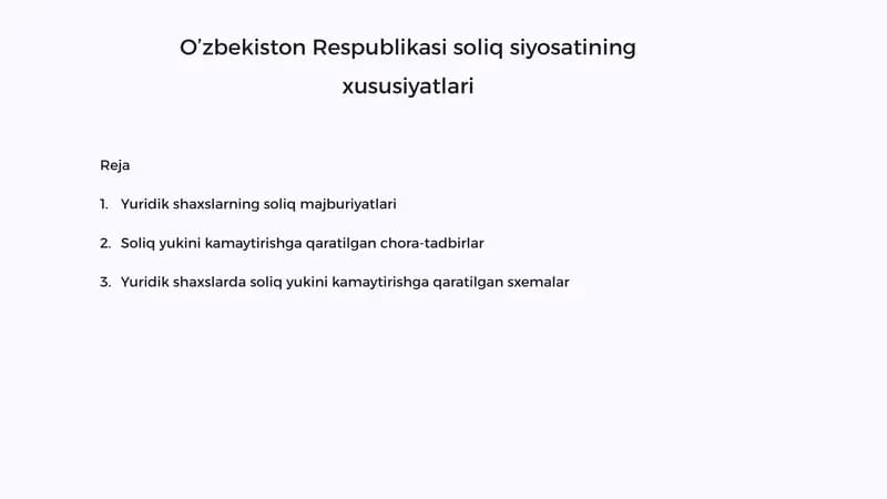 Yuridik shaxslarning soliq majburiyatlari