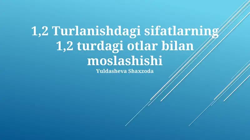 1,2 Turlanishdagi sifatlarning 1,2 turdagi otlar bilan moslashishi