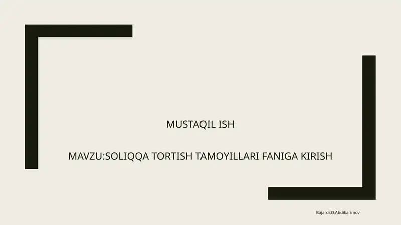 Soliq qator tortish tamoyillari faniga kirish