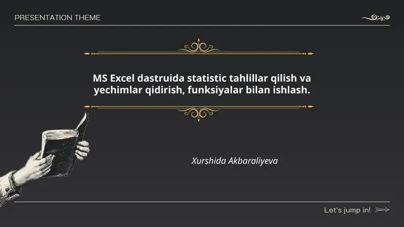 MS Excel dastrisida statistic tahlillar