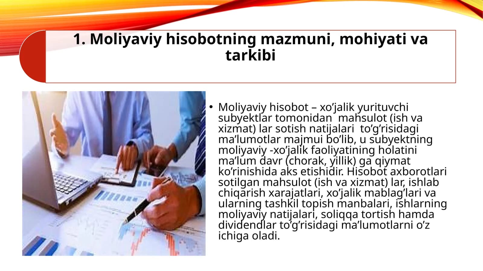 Moliyaviyhisobot –xo’jalikyurituvchisubyektlartomonidanmahsulot(ishvaxizmat) larsotishnatijalari
