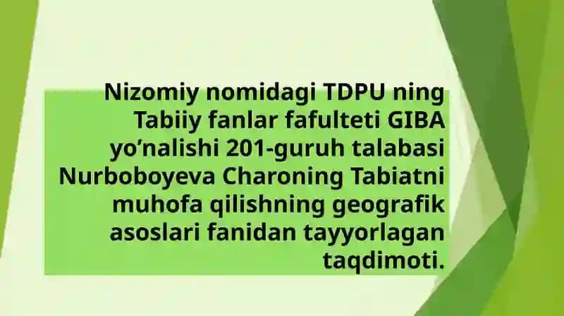 Tabiatdan foydalanishning geografik asoslari fanining nazariy asoslari.