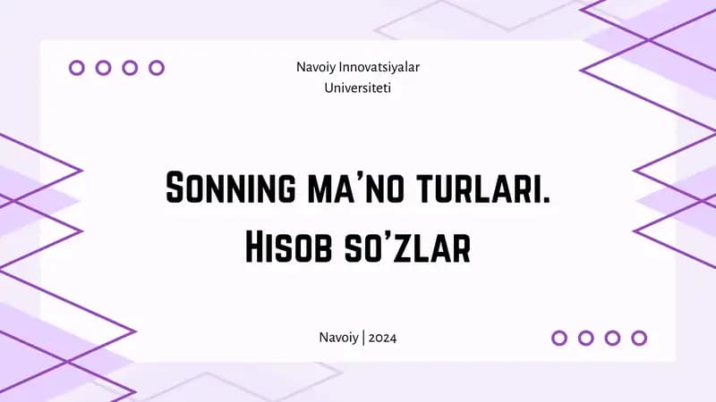 Sonningma'noturlari.Hisobso'zlar