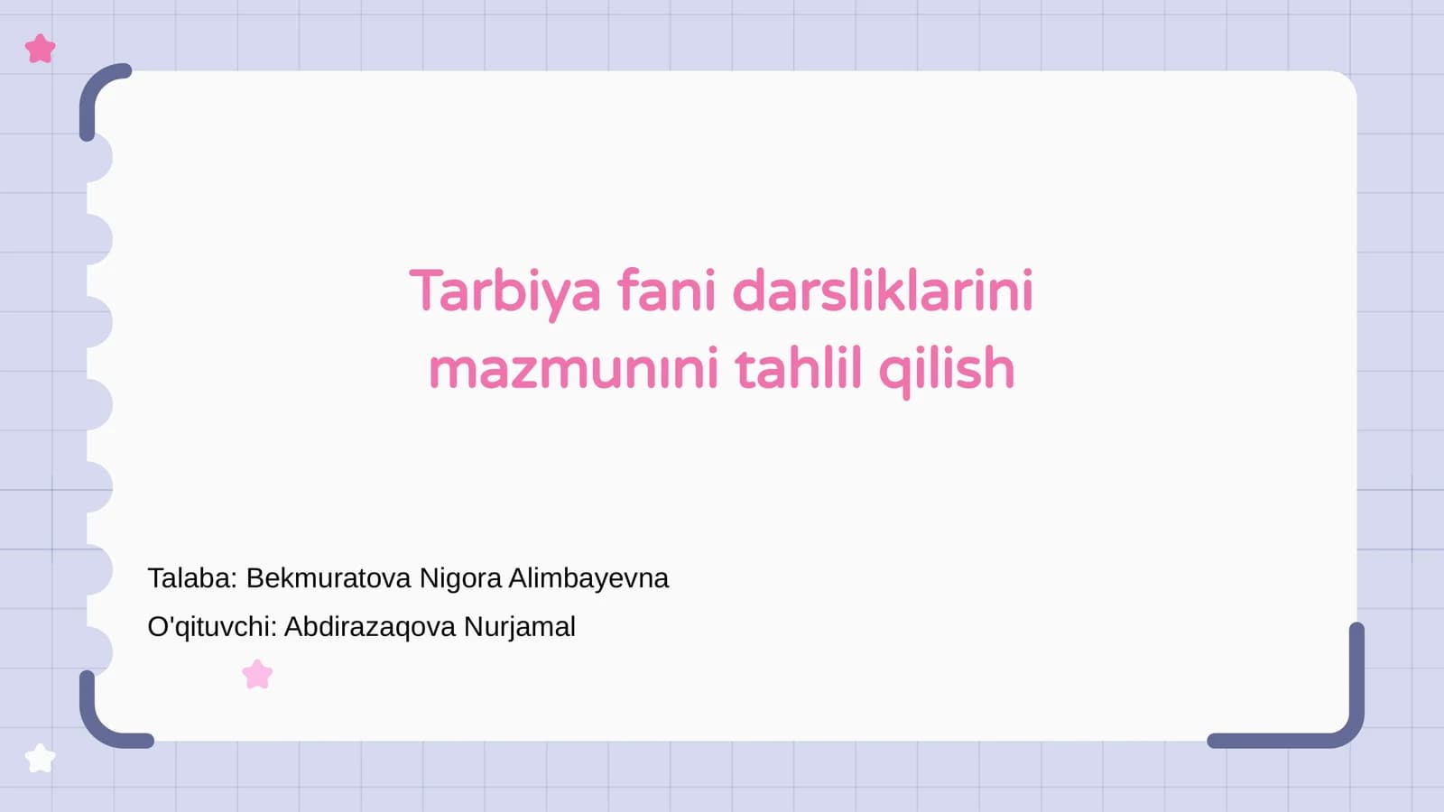 Tarbiya fani darsliklarini mazmunıni tahlil qilish