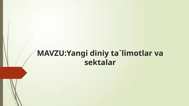 yangi diniy sektalar