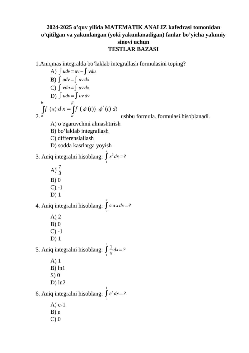 oliy matematikadan 500 talik test