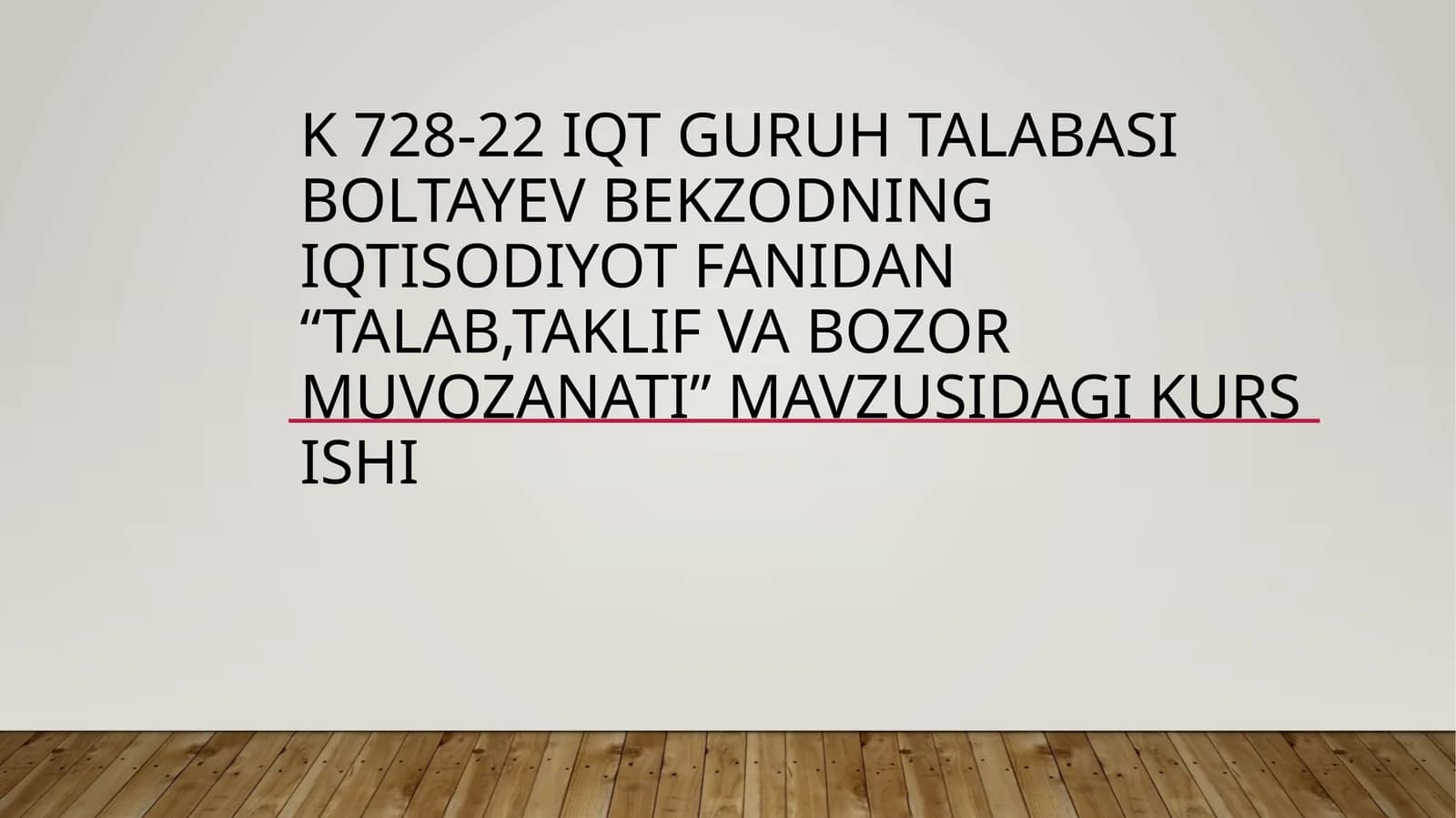 Talab, Taklif va Bozor Muvozanati