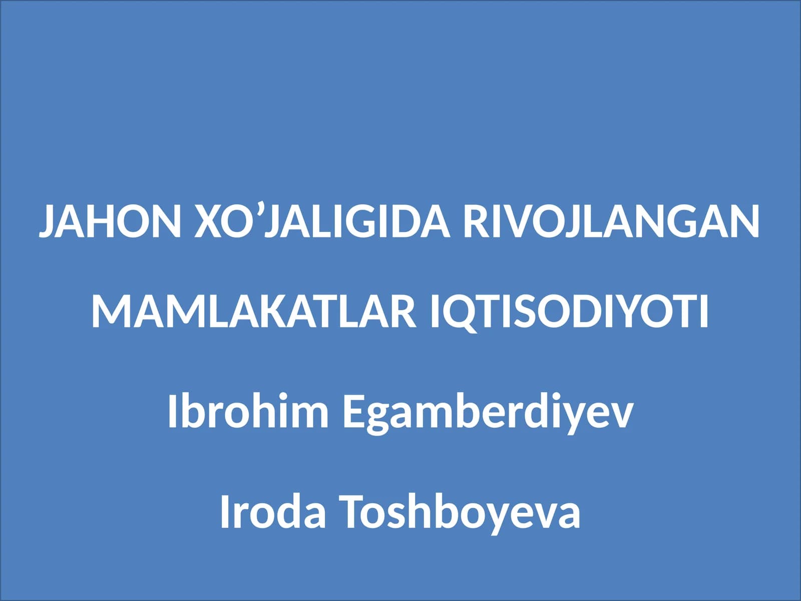 Rivojlangan mamlakatlar iqtisodiyoti