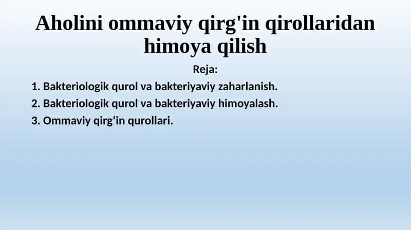 Aholini ommaviy qirg'in qirollaridan himoya qilish