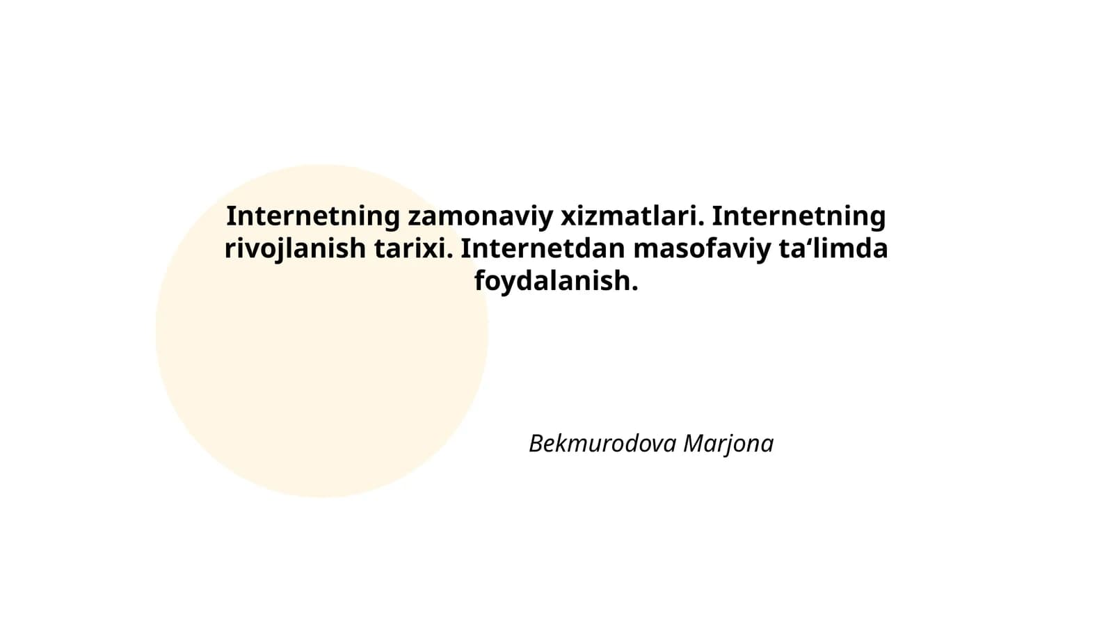 Internetning zamonaviy xizmatlari