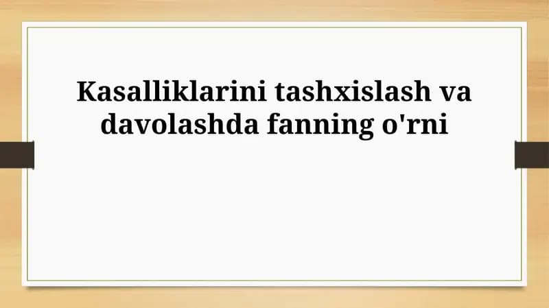 Zamonaviy diagnostika usullari: Ilmiy yutuqlar
