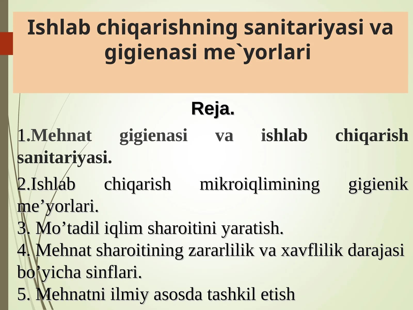 Ishlab chiqarishning sanitariyasi va gigienasimi yorlari