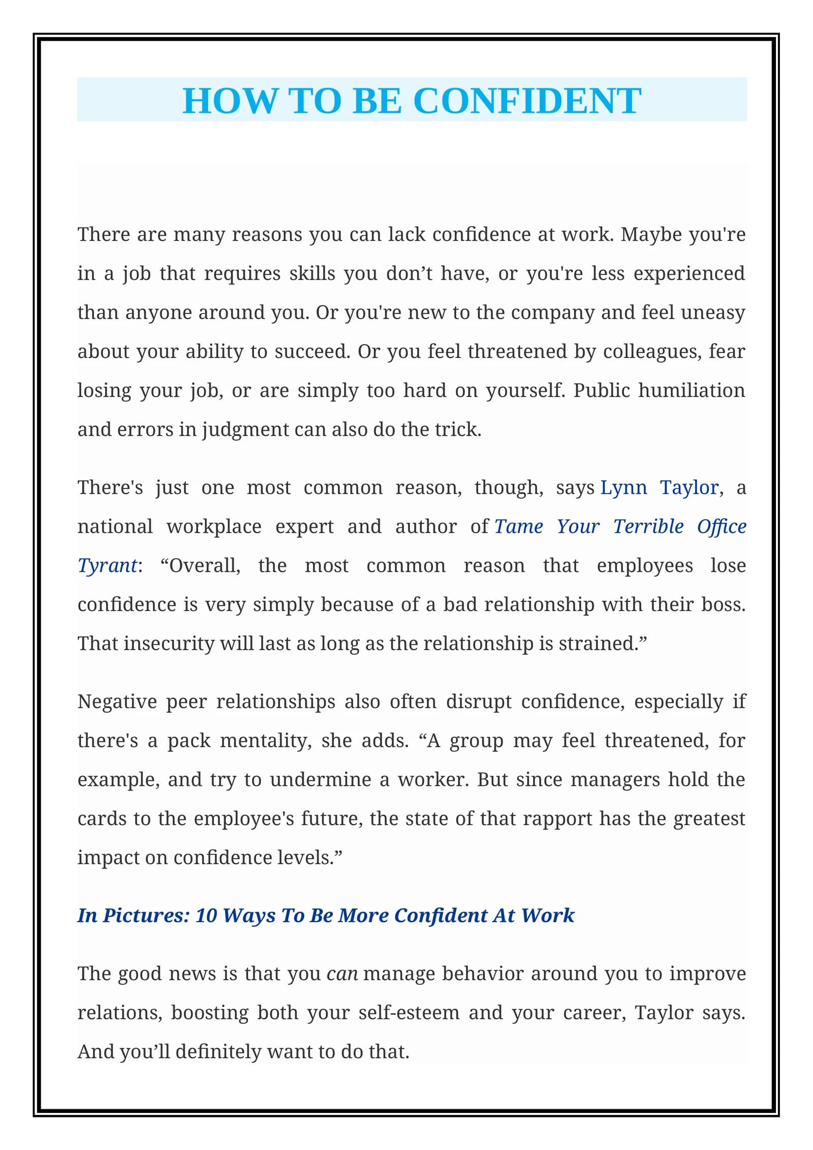 How to be Confident