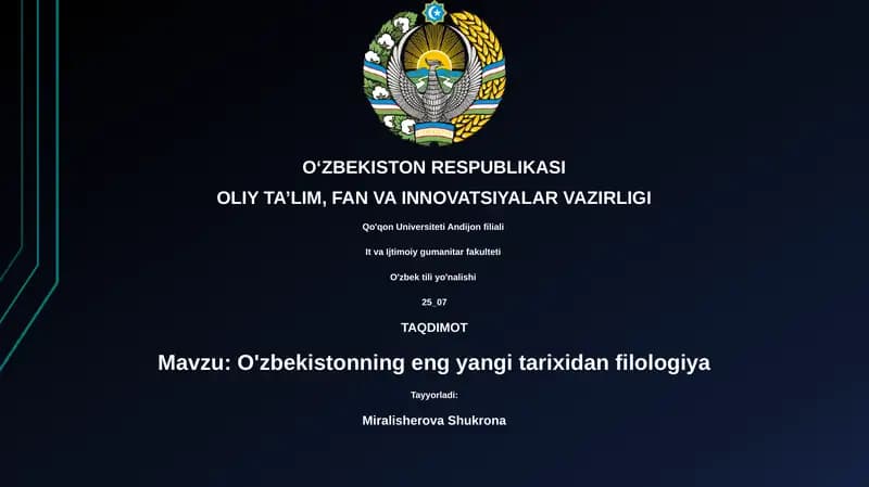 O'zbekistonning eng yangi tarixidan filologiya