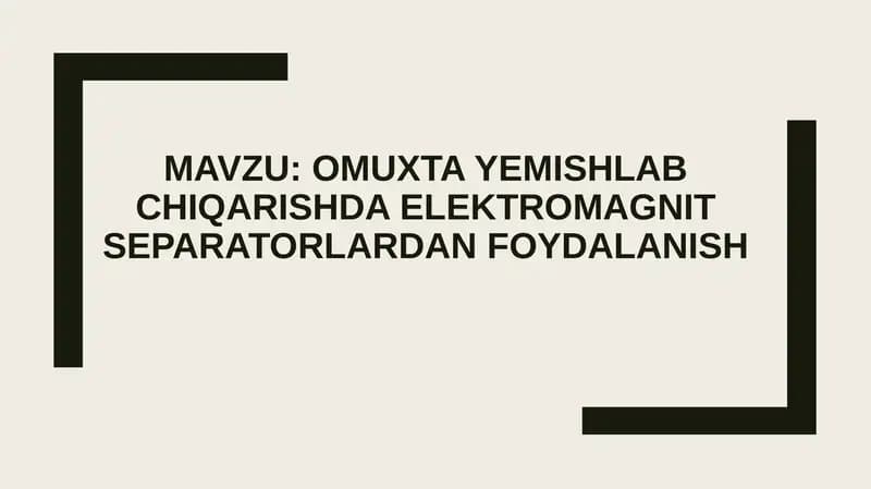 Omuxta yem ishlab chiqarishda elektromagnit separatorlardan foydalanish