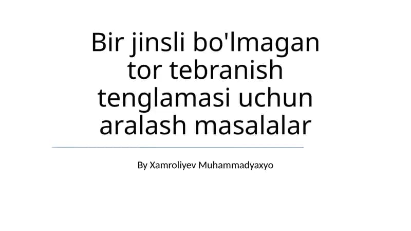 Nosimmetrik Tortishish Tenglamasining Aralash Masalalari