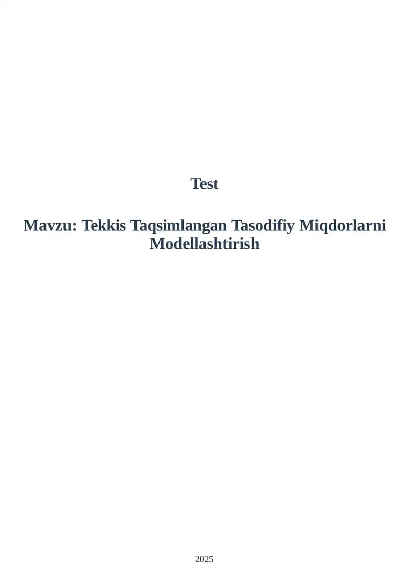 Tekkis Taqsimlangan Tasodifiy Miqdorlarni Modellashtirish