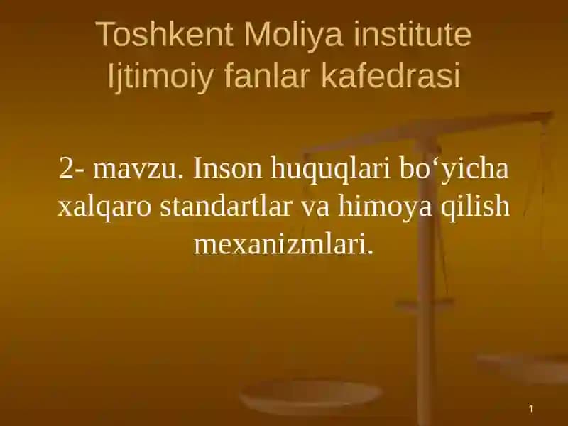 Inson huquqlari bo‘yicha xalqaro standartlar va himoya qilish mexanizmlari