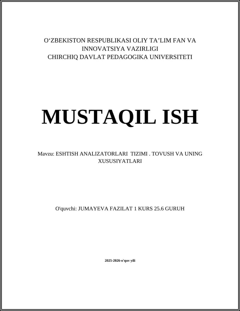 ESHTISH ANALIZATORLARI TIZIMI