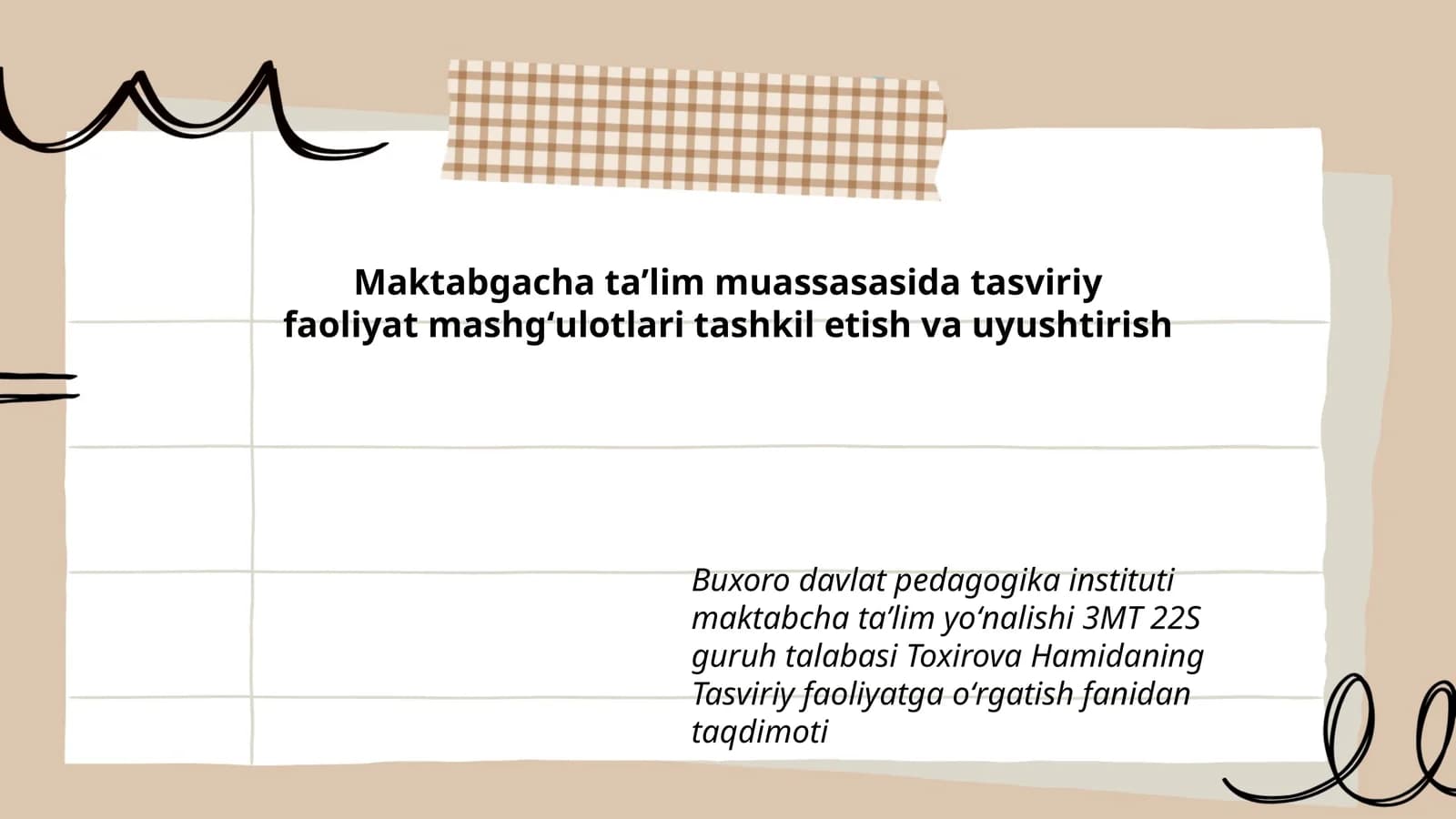Tasviriy faoliyatga oʻrgatish fanidan taqdimoti