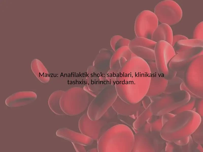 Anafilaktik shok: sabablari, klinikasi va tashxisi, birinchi yordam