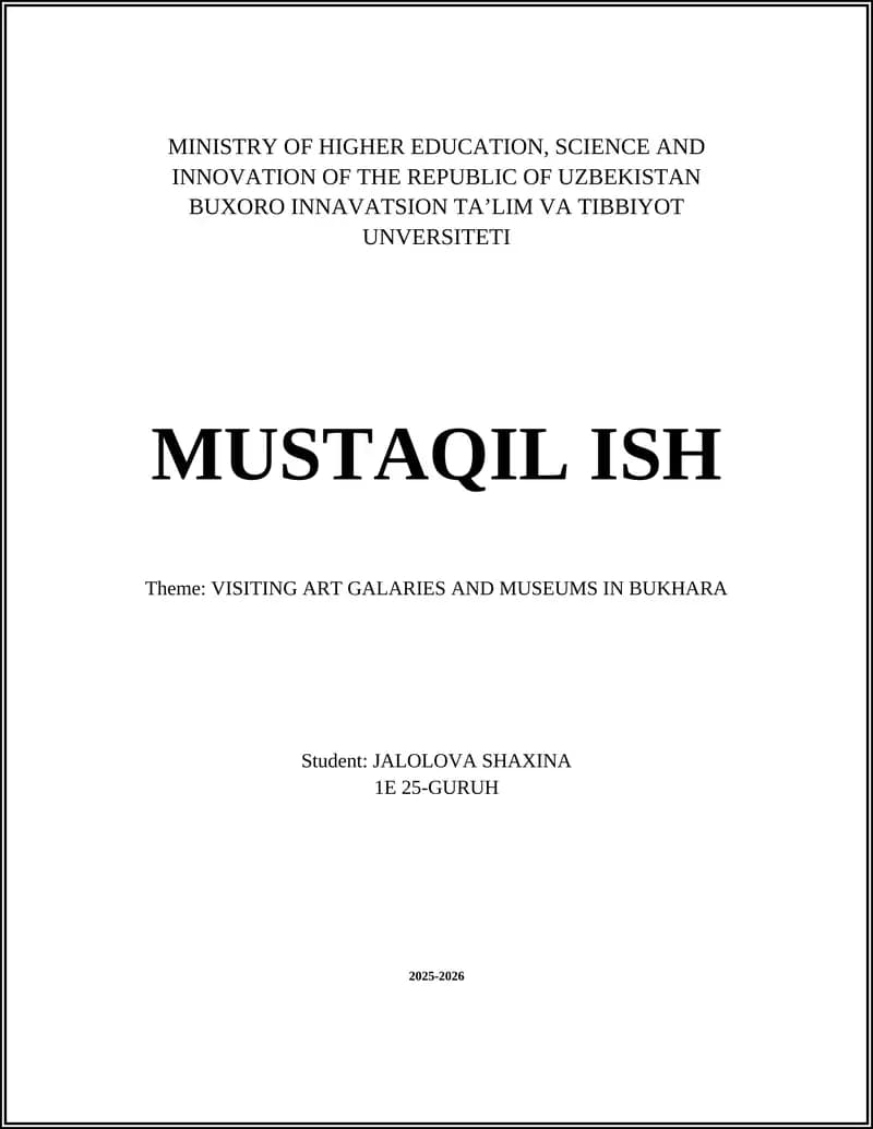 VISITING ART GALARIES AND MUSEUMS IN BUKHARA