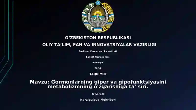 Sanoat farmatsiyasi Biokimyo