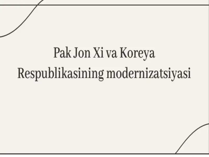 Pak Jon Xi va Koreya Respublikasining modernizatsiyasi