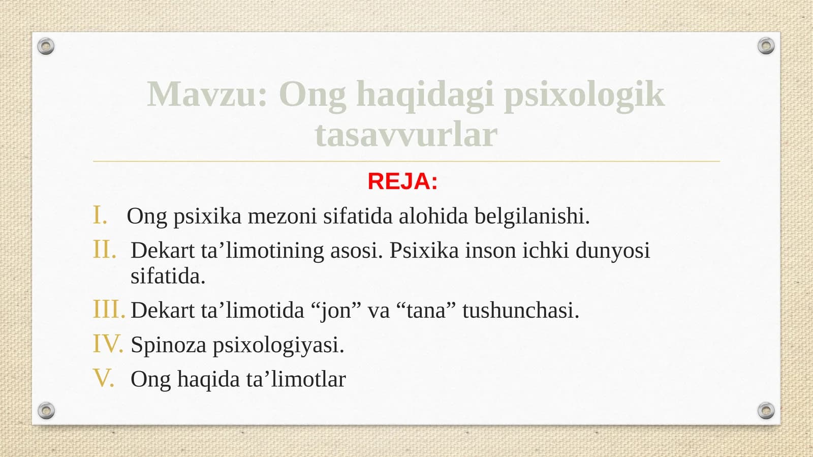 Ong haqidagi psixologik tasavvurlar