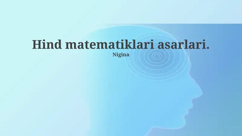 Hind matematikasi tarixi va rivojlanishi