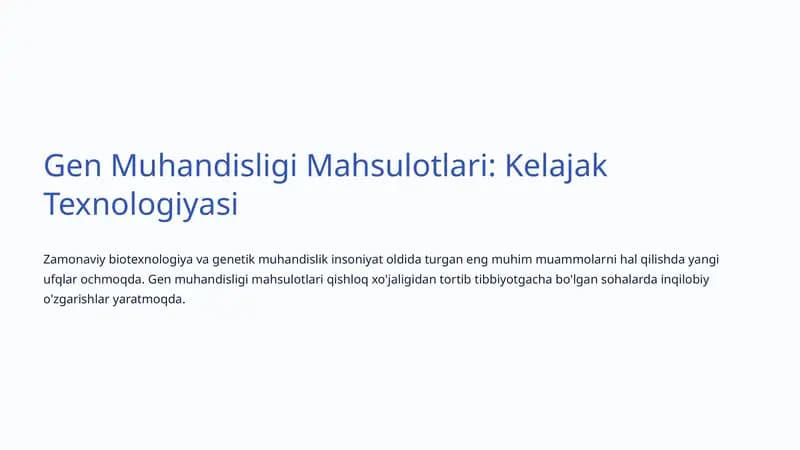 Gen Muhandisligi Mahsulotlari