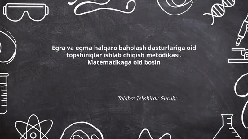 EGMA xalqaro baholash dasturlari uchun matematik topshiriqlarni ishlab chiqish tamoyillari