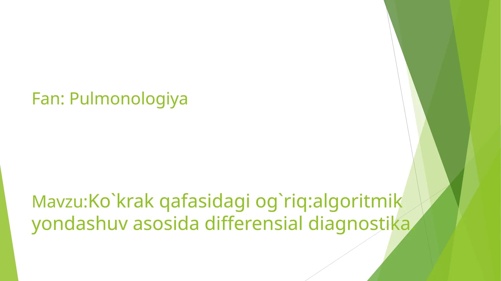 Ko`krak qafasidagi og`riq:algoritmik yondashuv asosida differensial diagnostika
