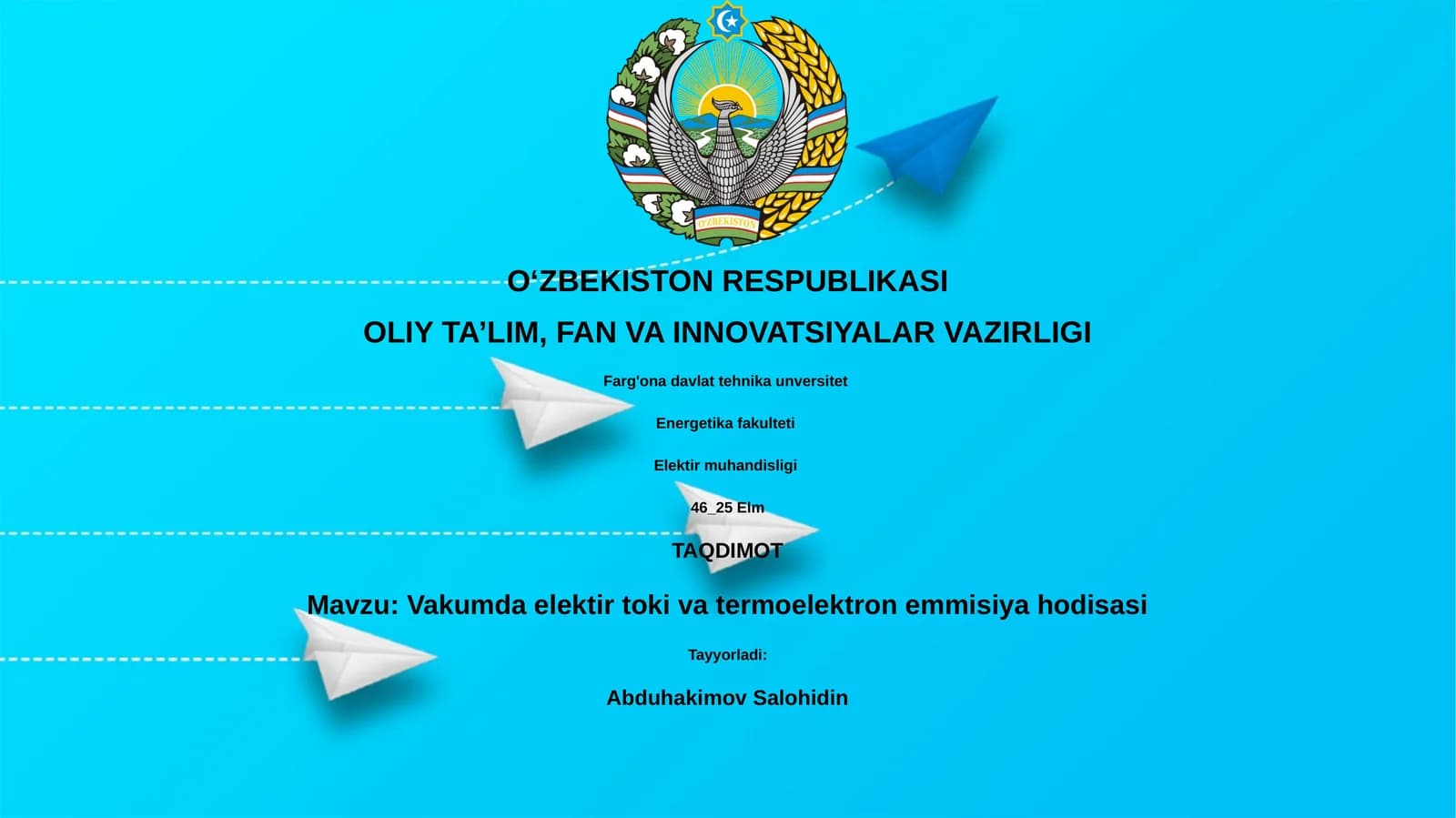Vakumda elektir toki va termoelektron emmisiya hodisasi