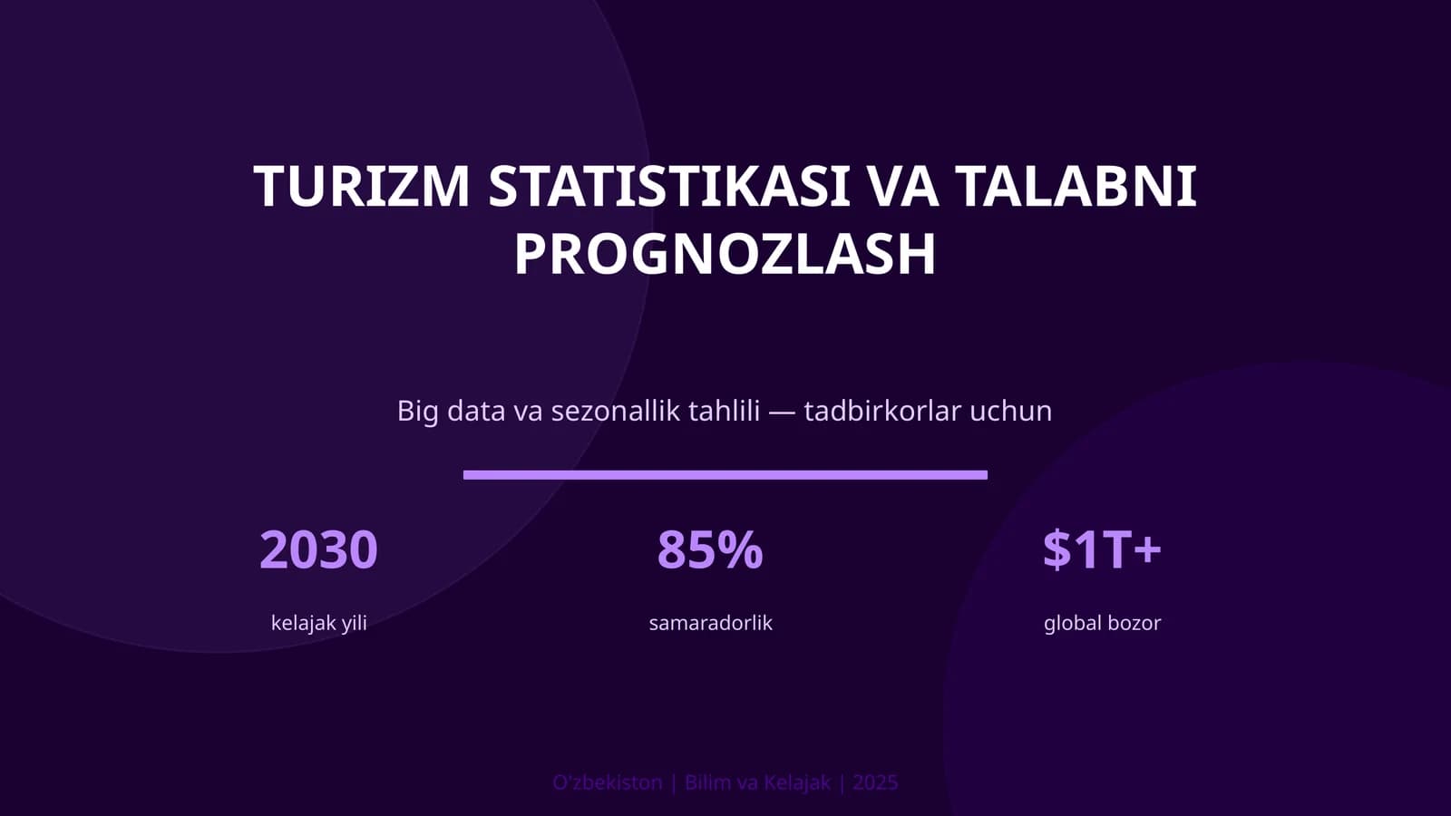 TURIZM STATISTIKASI VA TALABNI PROGNOZLASH