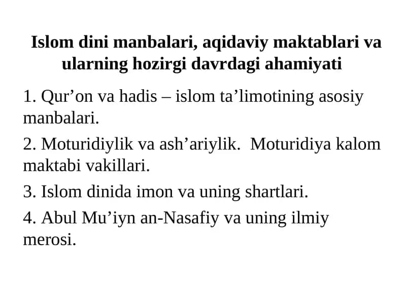 Islom dini manbalari