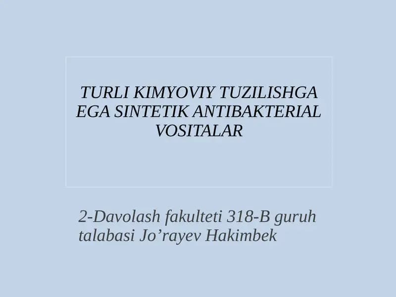 Sintetik antibakterial vositalar