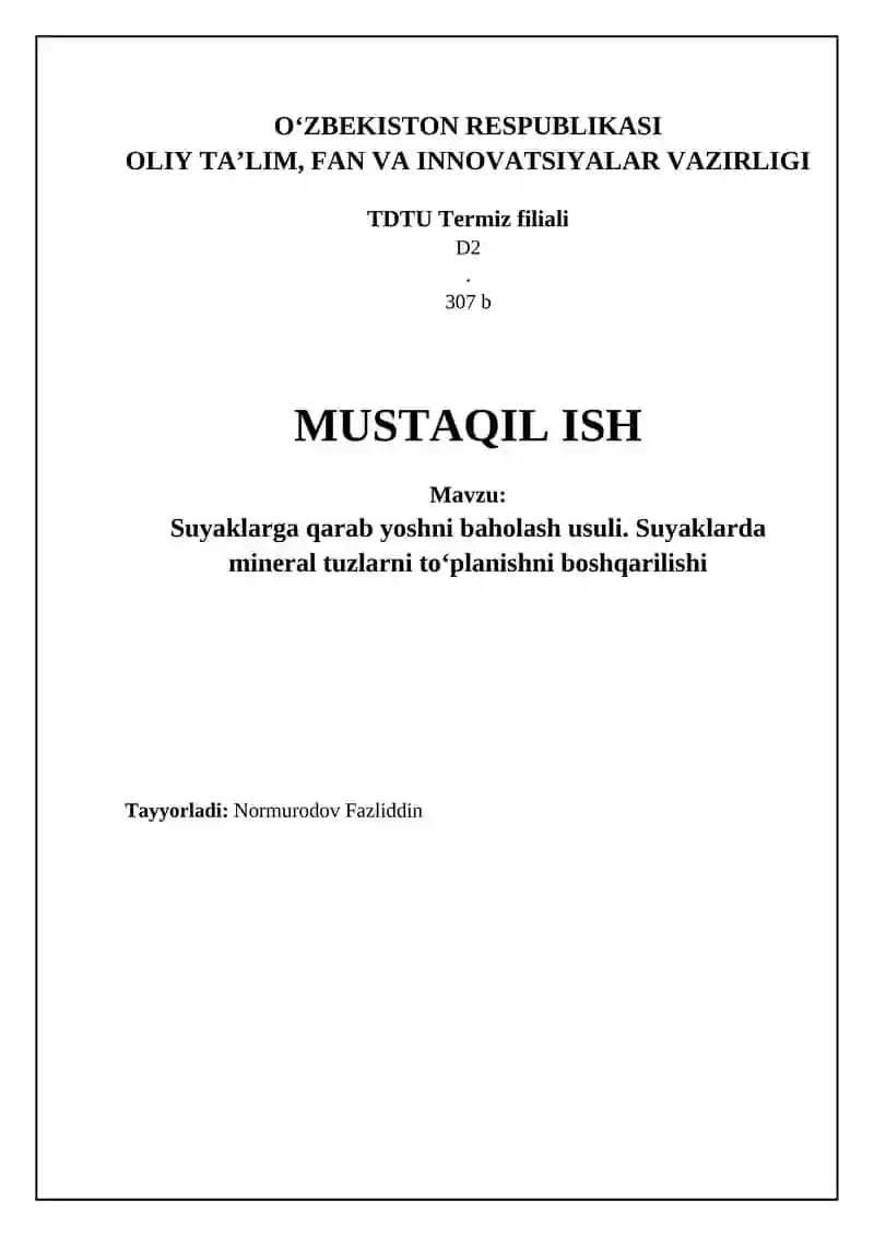 Suyak metabolizmi va yoshni baholash usullari