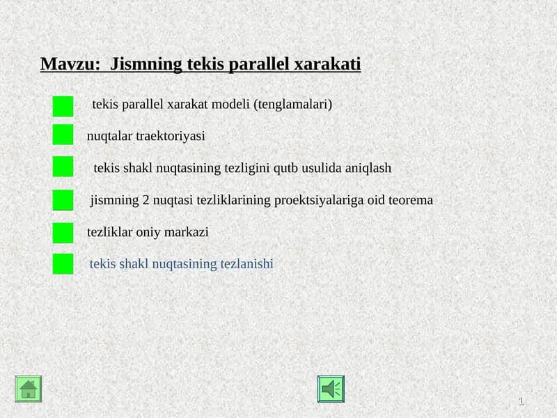 tekis parallel xarakat modeli