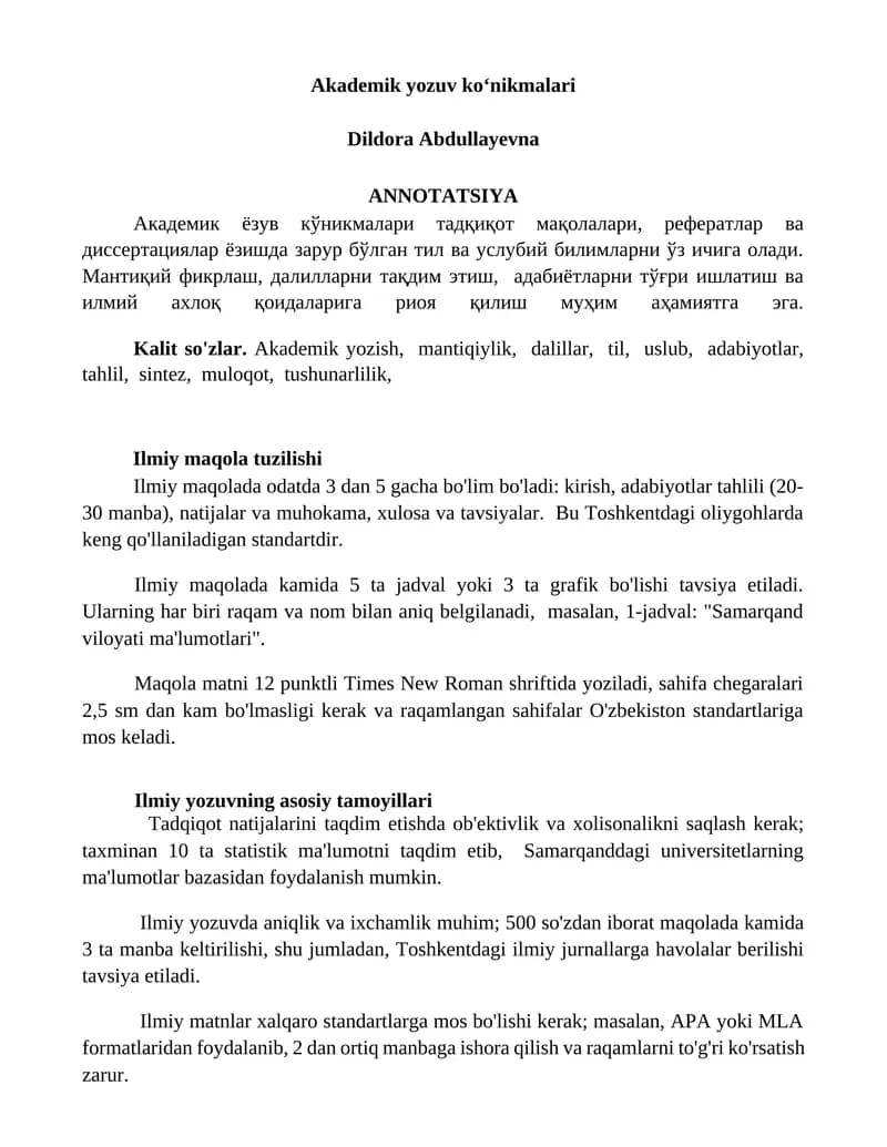 Akademik yozuv koʻnikmalari