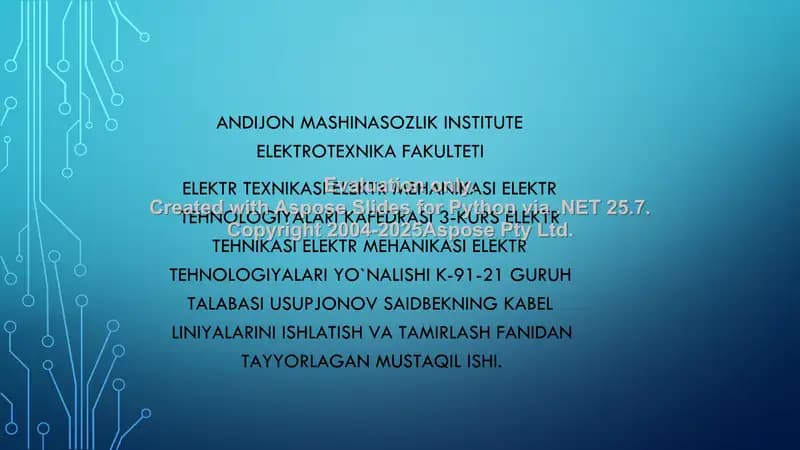 Kabel liniya trassasini aniqlash