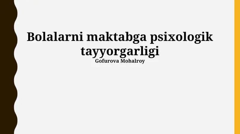 Bolalarni maktabga psixologik tayyorgarligi