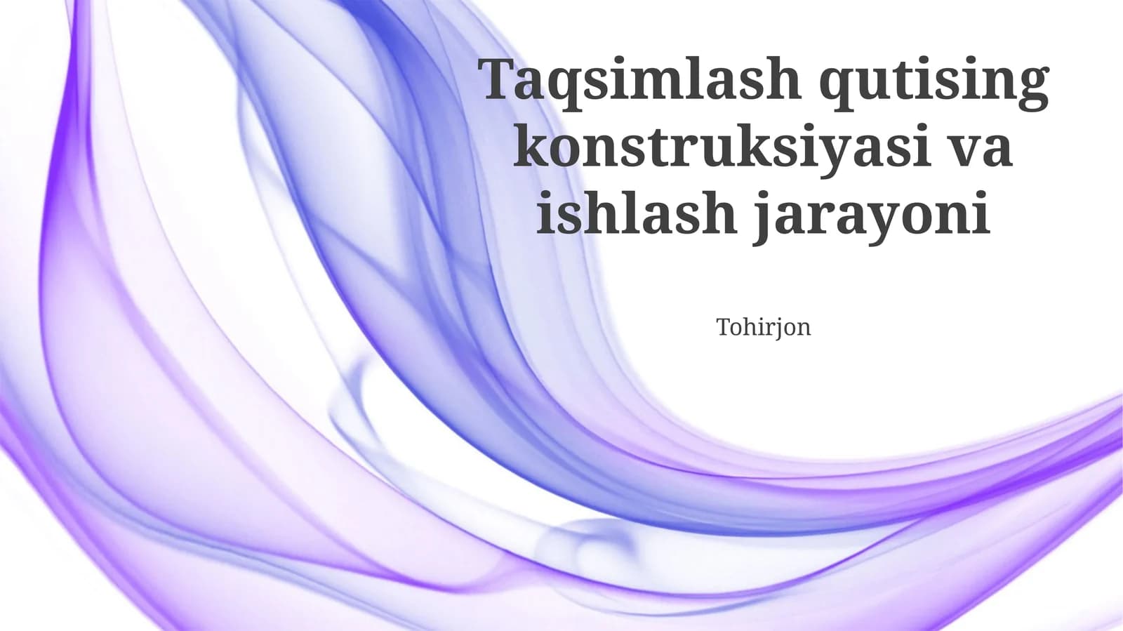 Taqsimlash qutisining Qurilishi