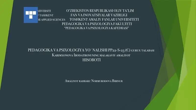 Malakaviy amaliyot hisoboti