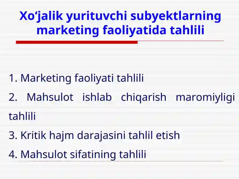 Mahsulot ishlab chiqarish maromiyligi tahlili