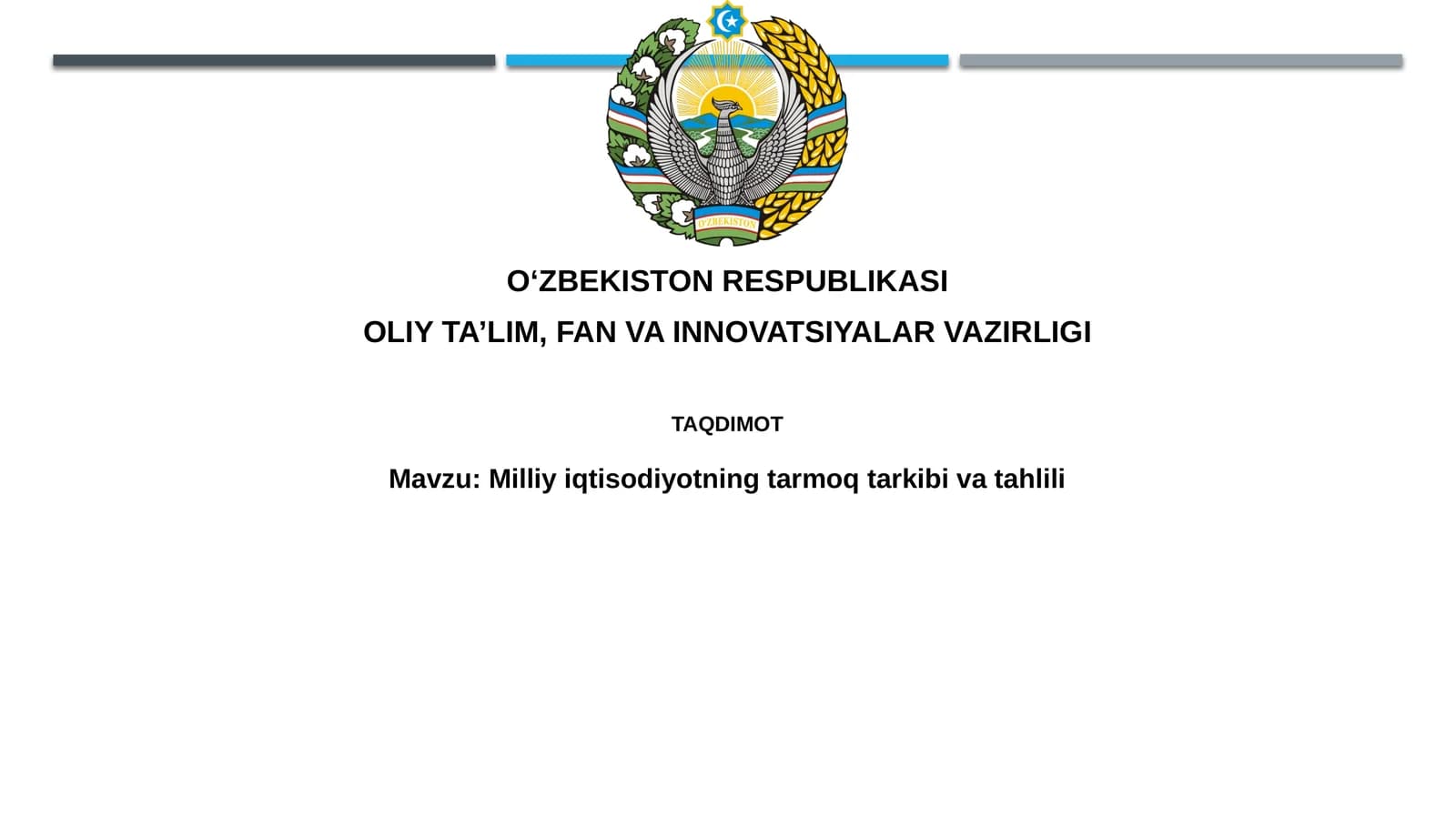 Milliy iqtisodiyotning tarmoq tarkibi va tahlili