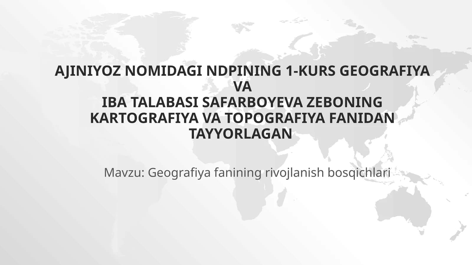 Geografiya fanining rivojlanish bosqichlari