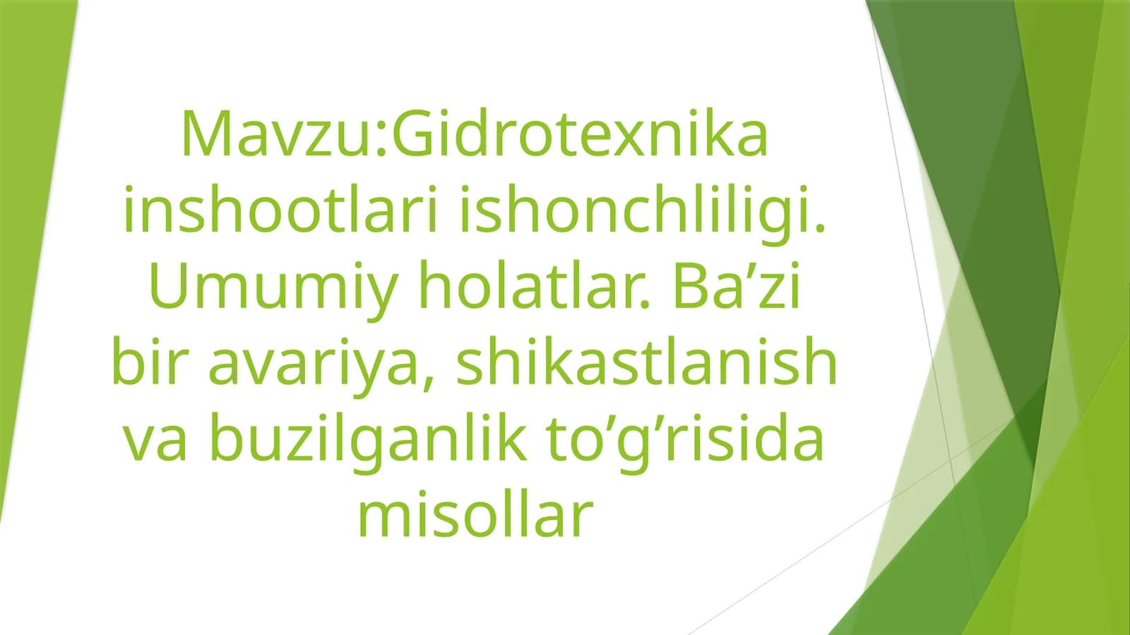 Gidrotexnika inshootlari ishonchliligi